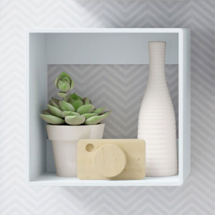 Nicho de Madeira Quadrado Azul Bebê 25cm