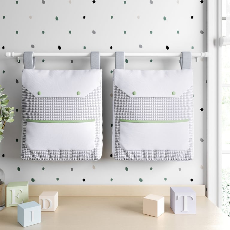 Porta Fraldas Varão Geométrico Triângulo Cinza e Verde