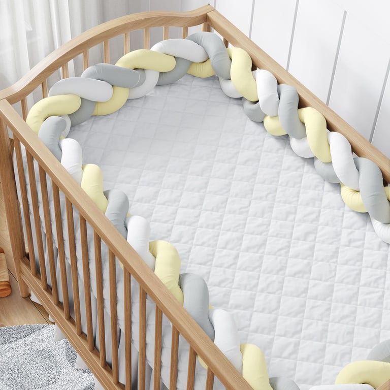 Trança Lateral Para Berço Branco Amarelo e Cinza 3,80M