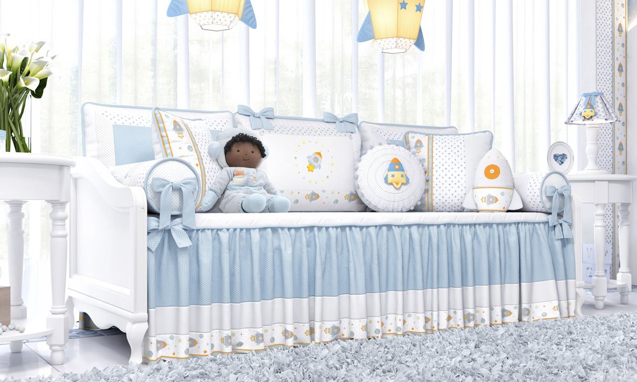 Kit Cama Babá Astronauta Patchwork Azul — vista alternativa
