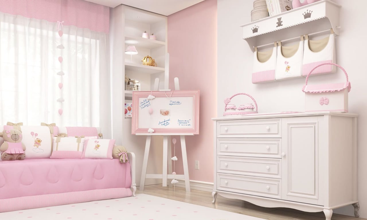 Varal de Berço Nuvem e Balão Rosa 1,30m — vista alternativa