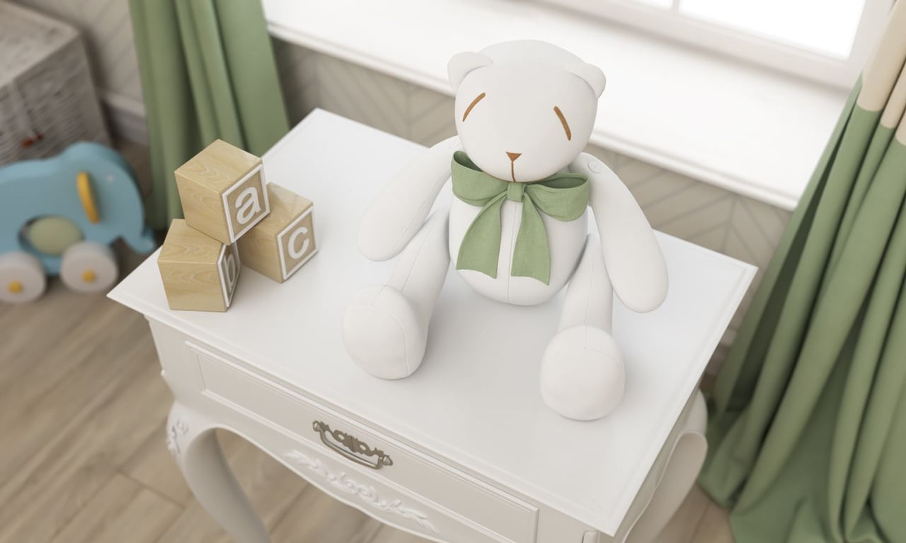 Urso Branco com Laço Verde 34cm — vista alternativa