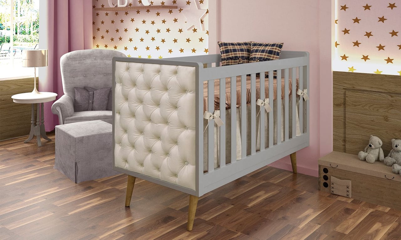 Berço Americano Branco + Capitonê Lorena Retrô — vista alternativa