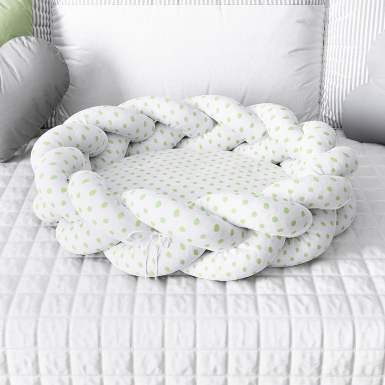 Ninho para Bebê Trança Poá Verde 80cm