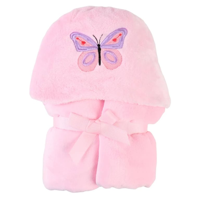Cobertor Microfibra Baby Gijo Bordado Borboleta com Capuz Rosa 1M