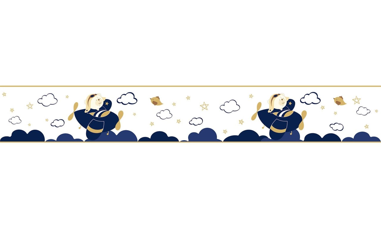 Faixa Adesiva de Parede Urso Aviador Azul Bebê — vista alternativa