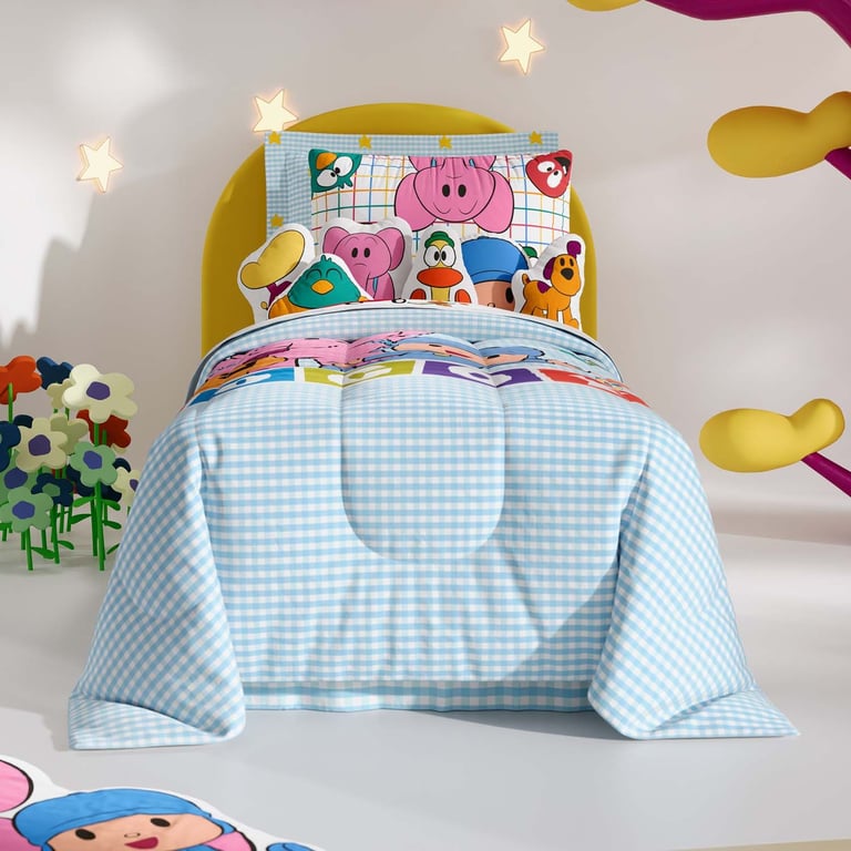 Lençol Infantil Solteiro com Elástico Pocoyo Estrelinhas — vista alternativa