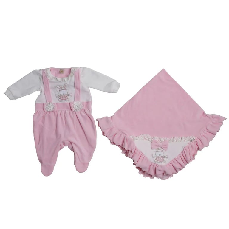 Saída Maternidade Din Don Em Plush Gola Com Renda E Suspensório Vermelho