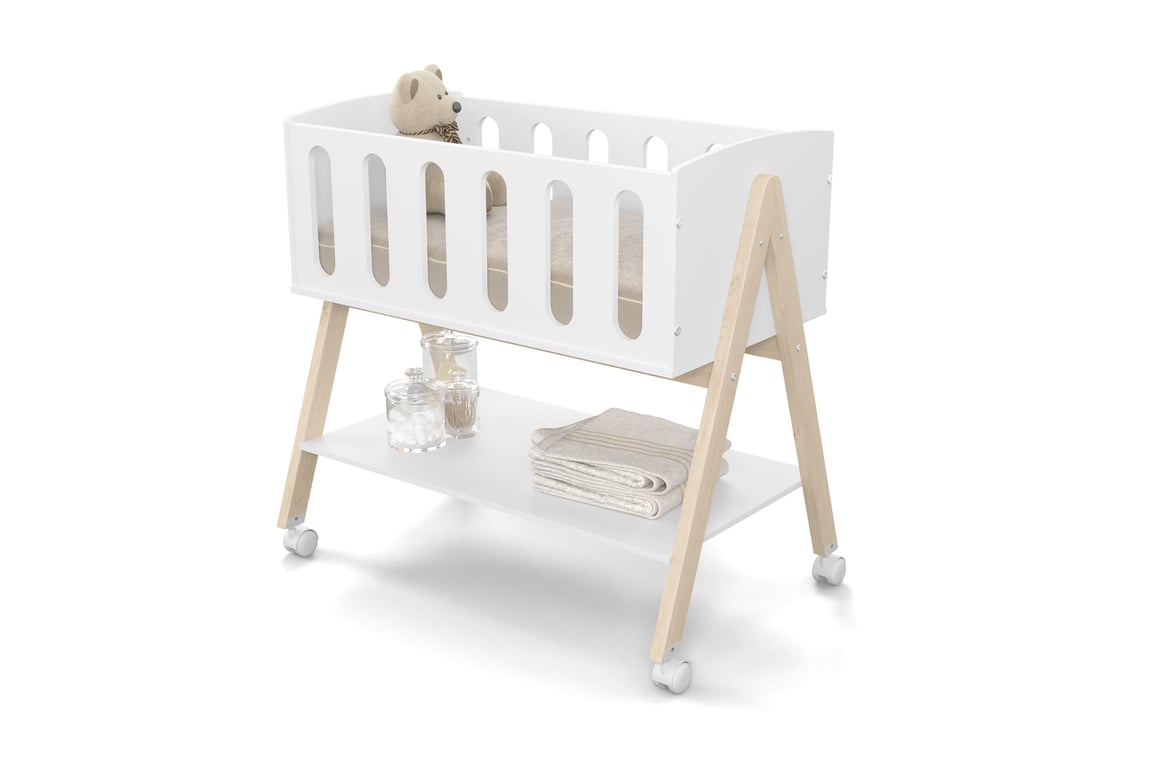 Mini Berço Sissi Branco Soft Natural + Mini Colchão Brinde