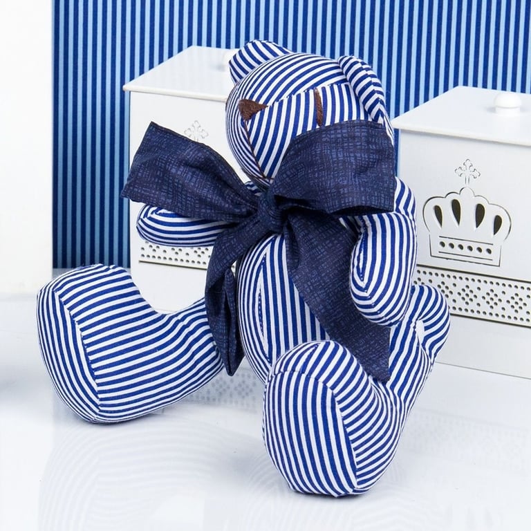 Urso Listrado Marinho 25cm