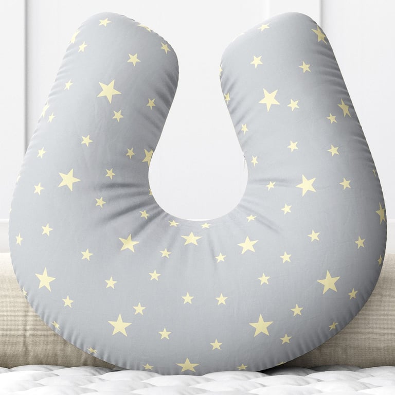 Almofada Amamentação Estrelinha Cinza e Amarelo