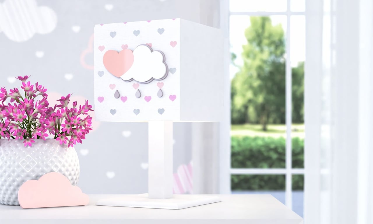 Abajur MDF Chuva de Amor Rosa