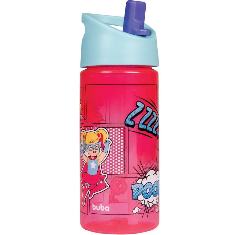 Garrafa Infantil Com Canudo Super-Heroínas