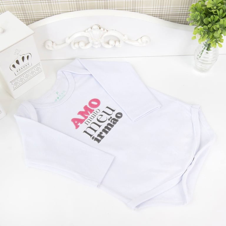 Body Manga Longa Amo Muito Meu Irmão Branco Tam M — vista alternativa