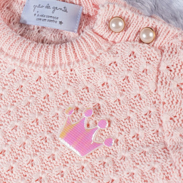 Saída Maternidade Tricot Realeza Rosa 02 Peças — vista alternativa