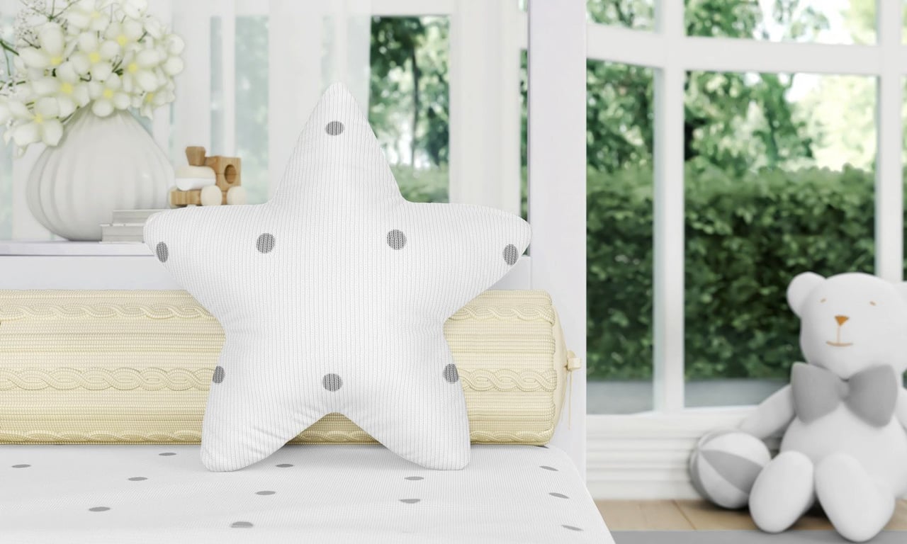Almofada Estrela Tricot Poá Cinza 30cm