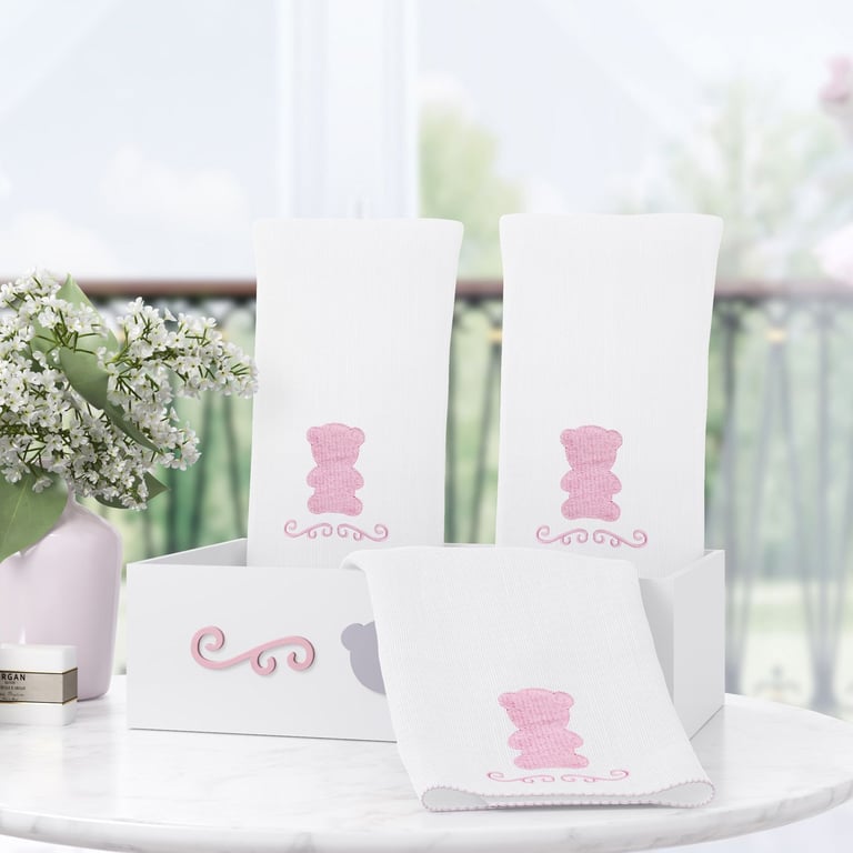 Jogo de Fraldas de Boca Ursa Luxo Rosa