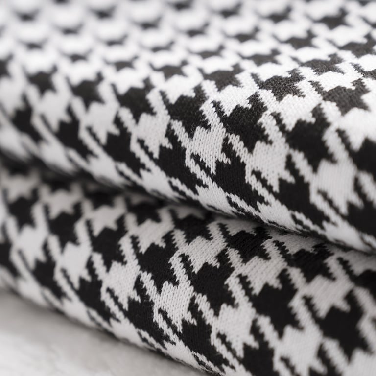 Manta Bebê Tricot Jacquard Pied de Poule Preto 80cm — vista alternativa