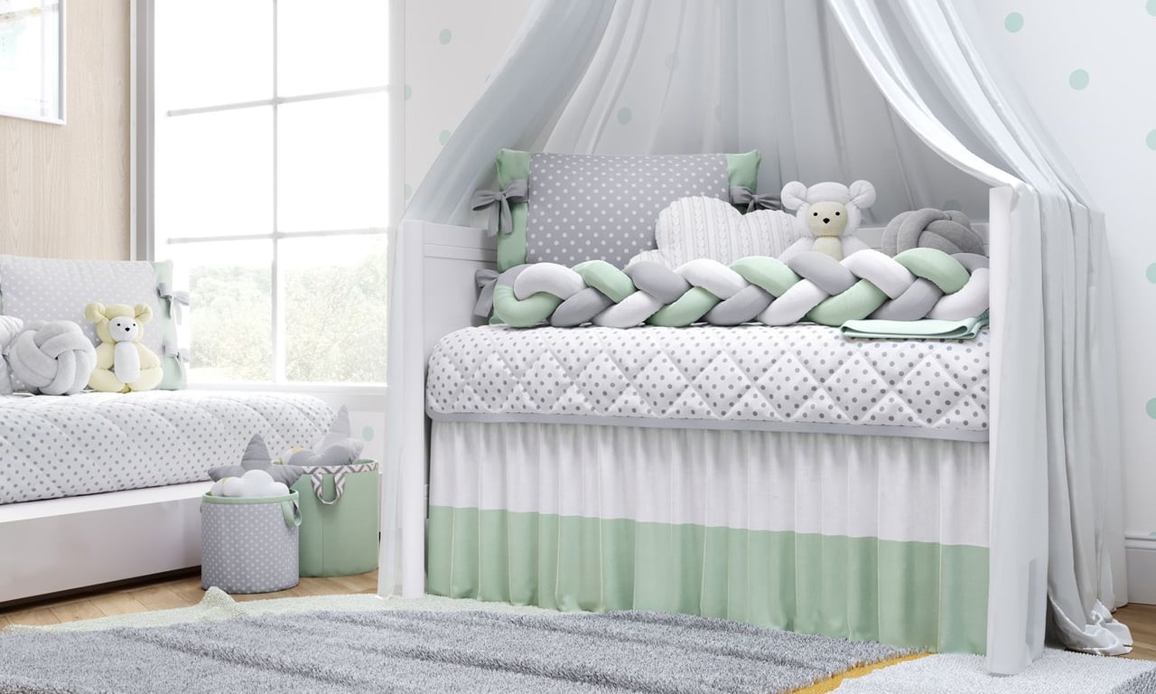 Kit Berço Trança Poá Rosa — vista alternativa