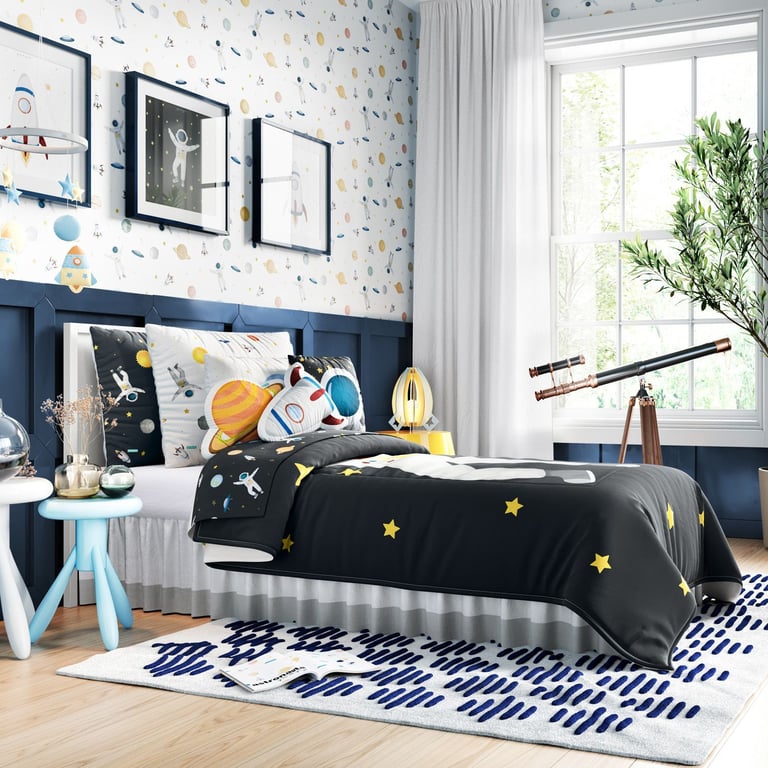 Saia de Cama Infantil Solteiro Branco e Cinza