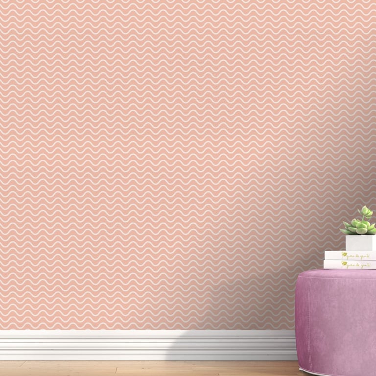 Papel de Parede Ondinha Rosa Chá 3m