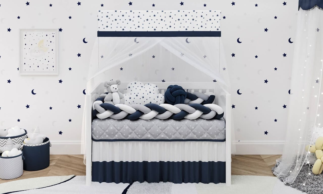 Kit Berço Trança Estrelinhas Rosa — vista alternativa