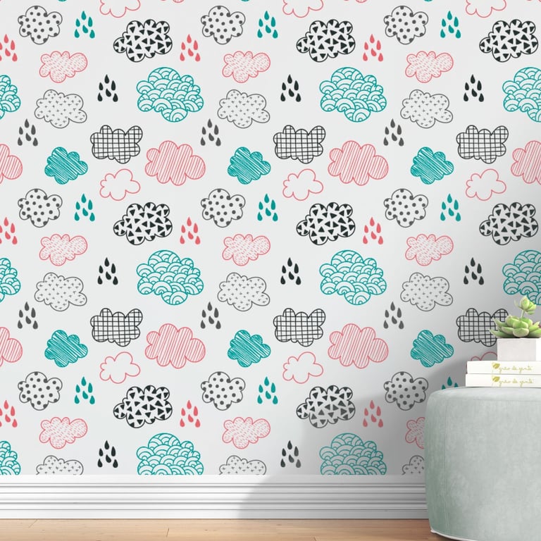 Papel de Parede Nuvem Geométrica Multicor 3m