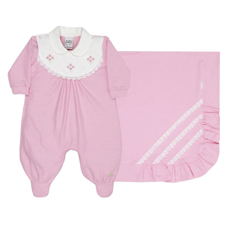 Saída Maternidade Sonho Mágico Bordado Florido Lilás