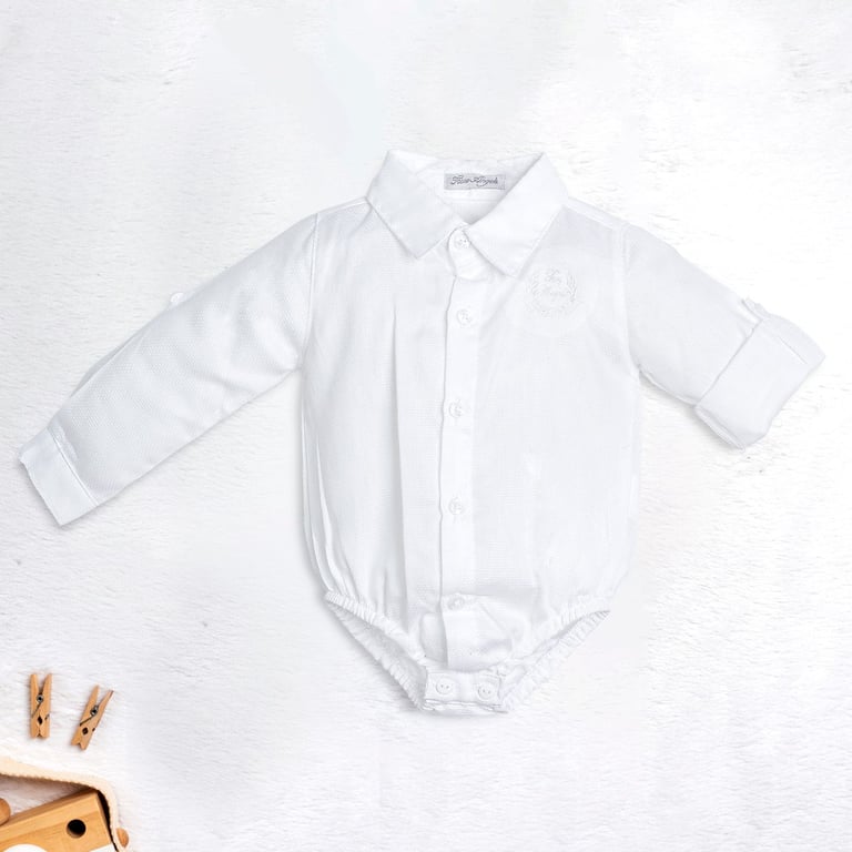 Body Batizado Branco com Manga Curta