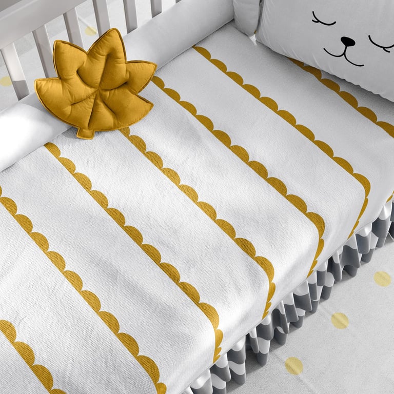 Manta Bebê Tricot Montanha Escandinava Amarelo Mostarda 1m