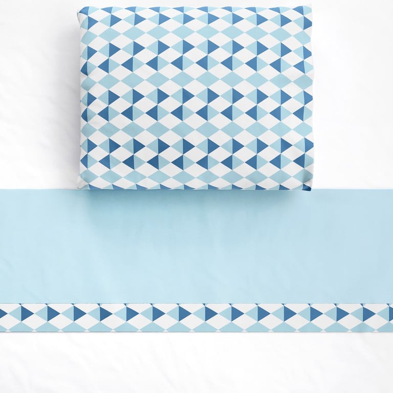 Jogo de Lençol Berço Losango Azul 3 peças