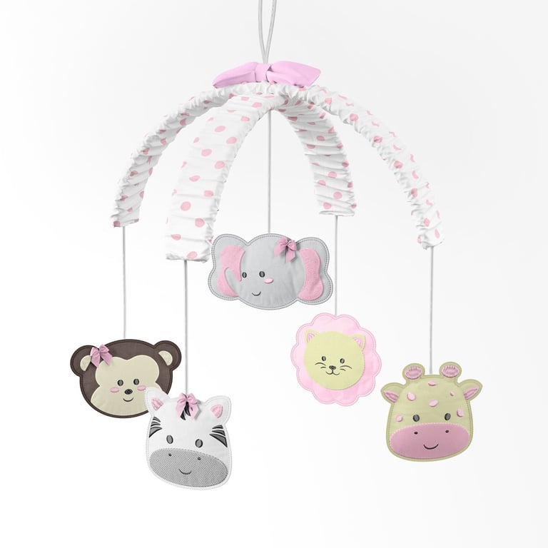 Móbile Amiguinhos Safári Poá Bege