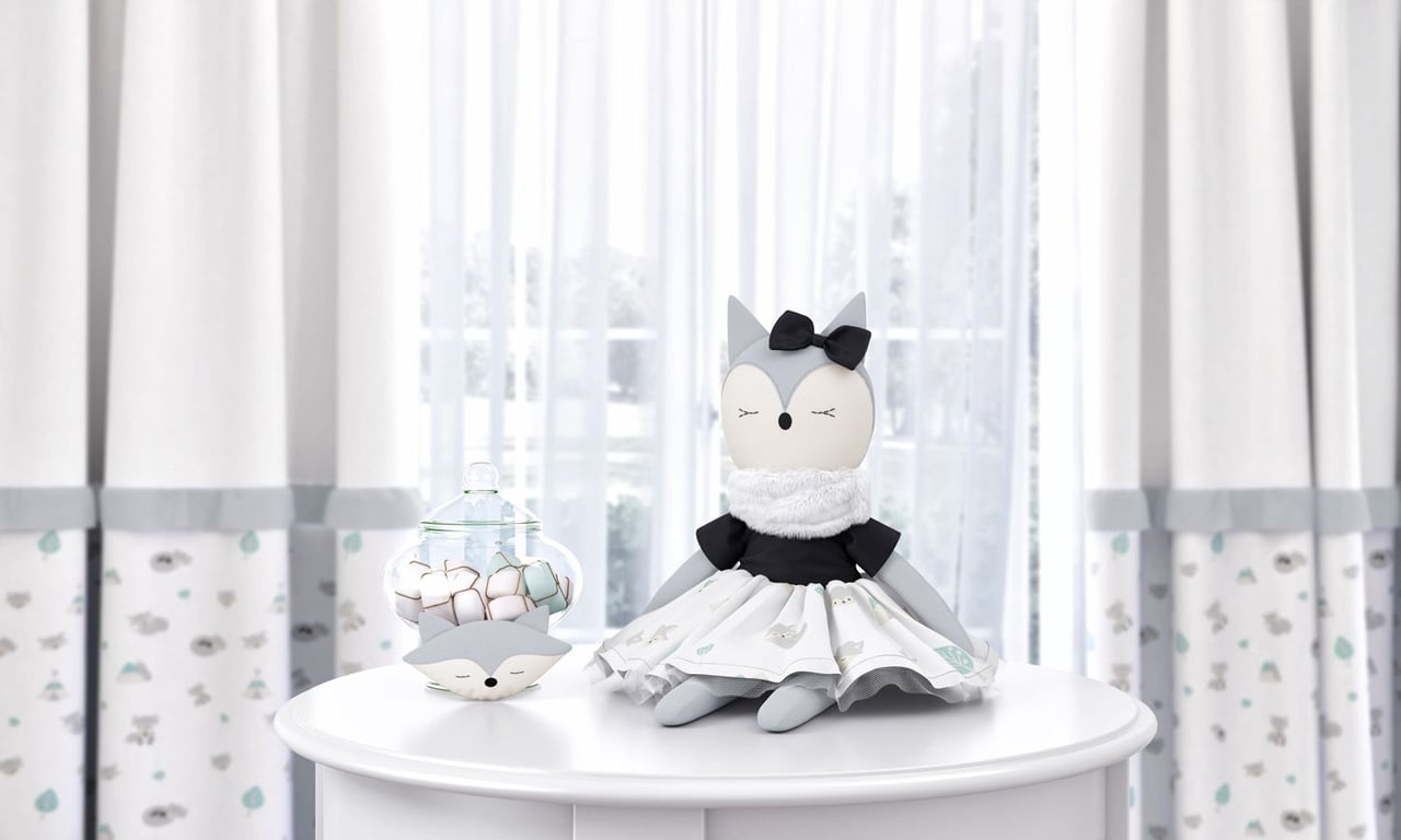 Raposa Mimo Branco/Preto 48cm