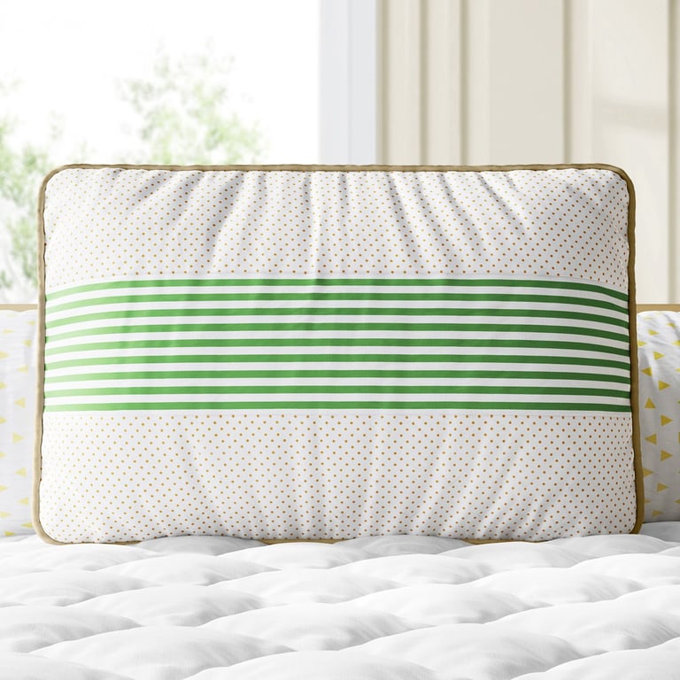 Almofada Retangular Poá e Listra Verde 43cm