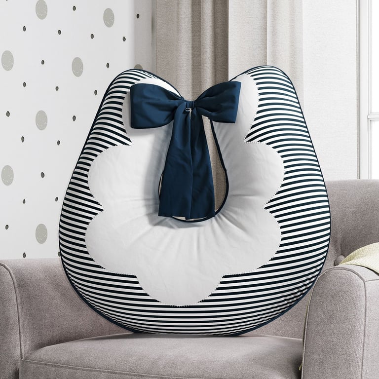 Almofada Amamentação Listrada Azul e Salmão — vista alternativa