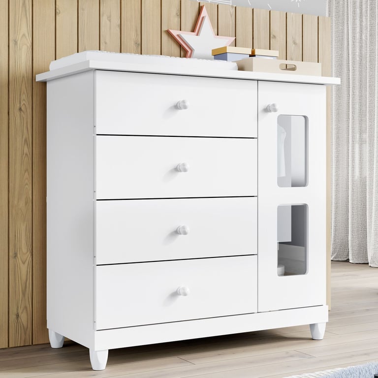 Cômoda Infantil Branco com Porta Mila