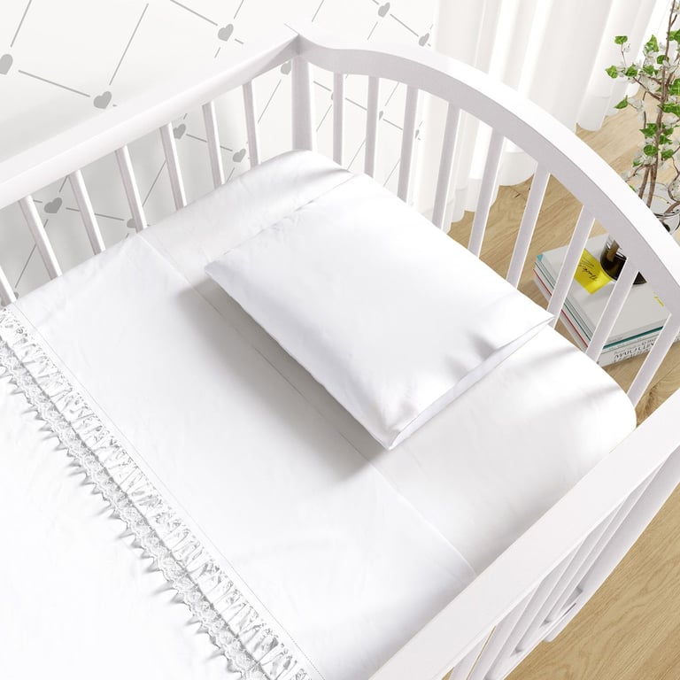 Jogo de Lençol Berço Babado e Renda Branco 3 Peças — vista alternativa
