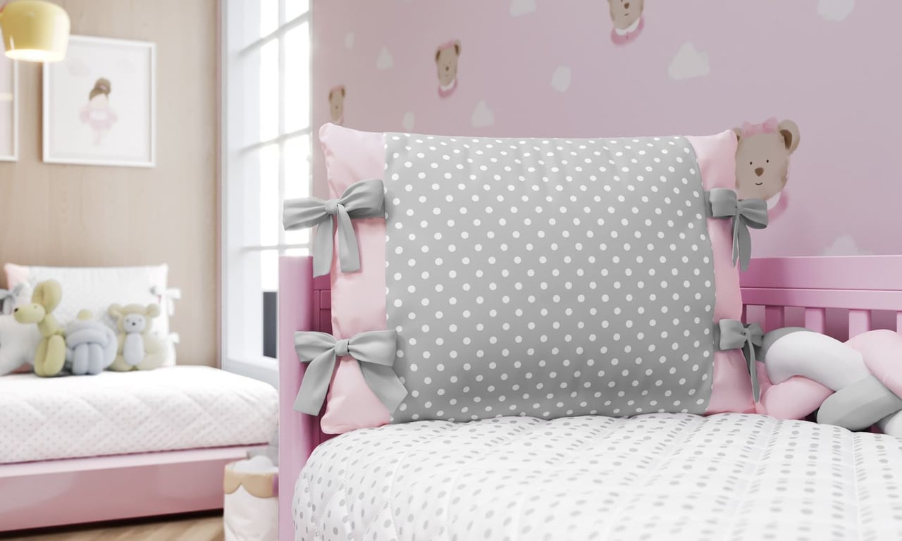 Kit Berço Trança Poá Rosa