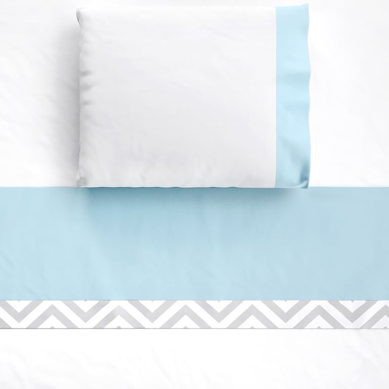 Jogo de Lençol Berço Chevron Azul 3 peças