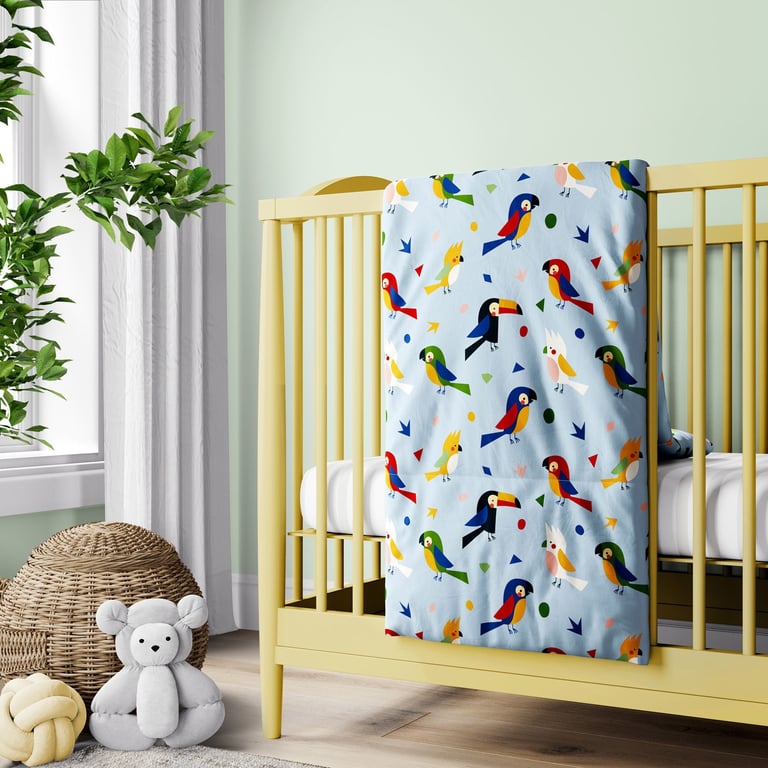 Edredom de Berço Passarada Azul — vista alternativa