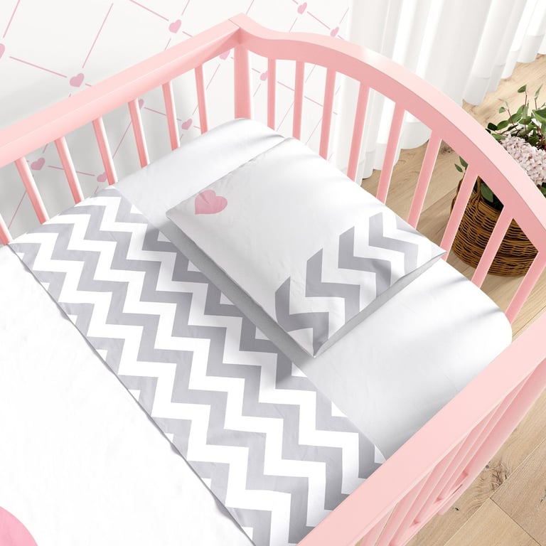 Jogo de Lençol Berço Coração Chevron 3 Peças — vista alternativa
