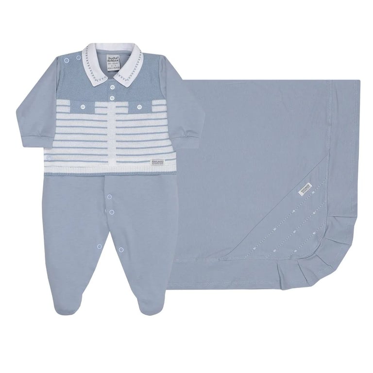 Saída de Maternidade Sonho Mágico Suéter Listrado Azul