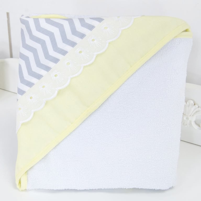 Toalha de Banho Forrada com Capuz Nova Iorque Chevron Amarelo