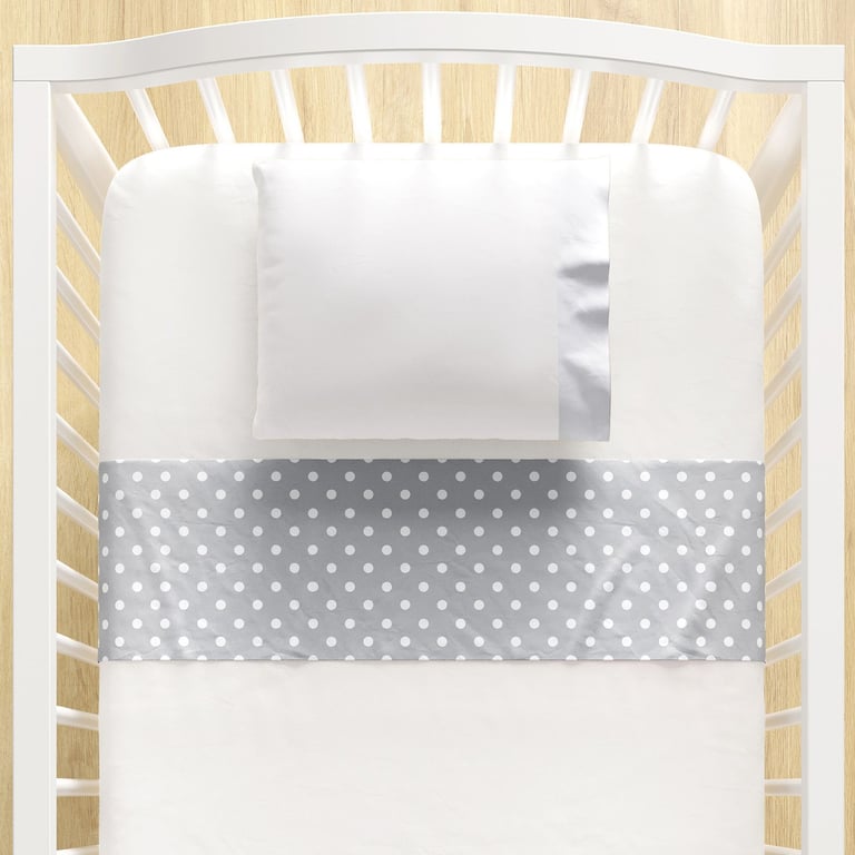 Jogo de Lençol Berço Poá Branco e Cinza 3 peças