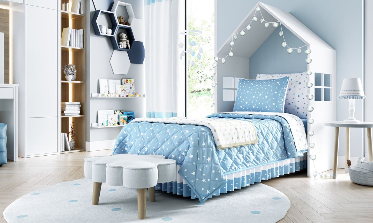 Kit Cama Infantil Solteiro Estrelinha Azul — vista alternativa