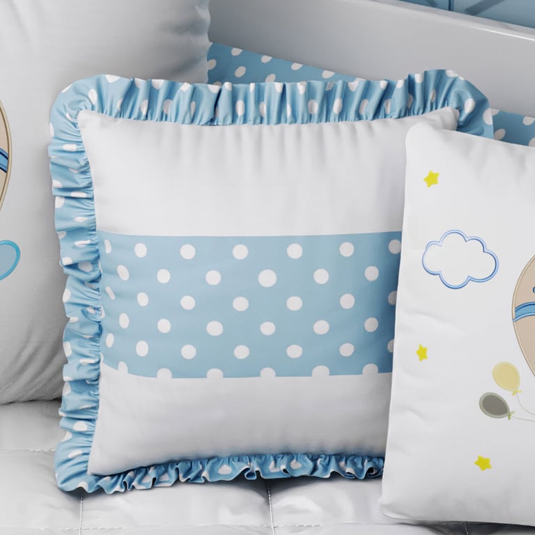 Almofada Quadrada Bolinha Poá Azul 38cm