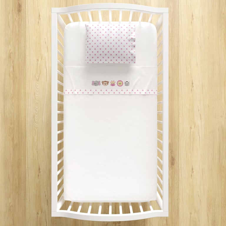 Jogo de Lençol Berço Bordado Amiguinhos Safári 3 peças