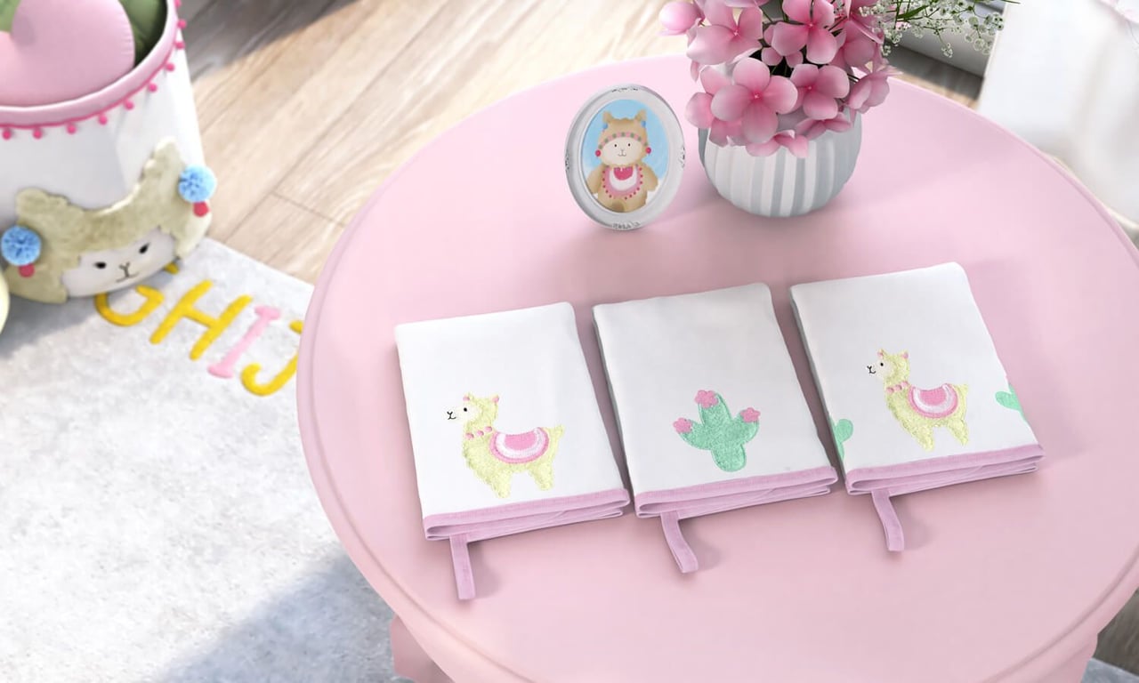 Jogo de Fraldas de Boca Malha Lhama e Cactos — vista alternativa