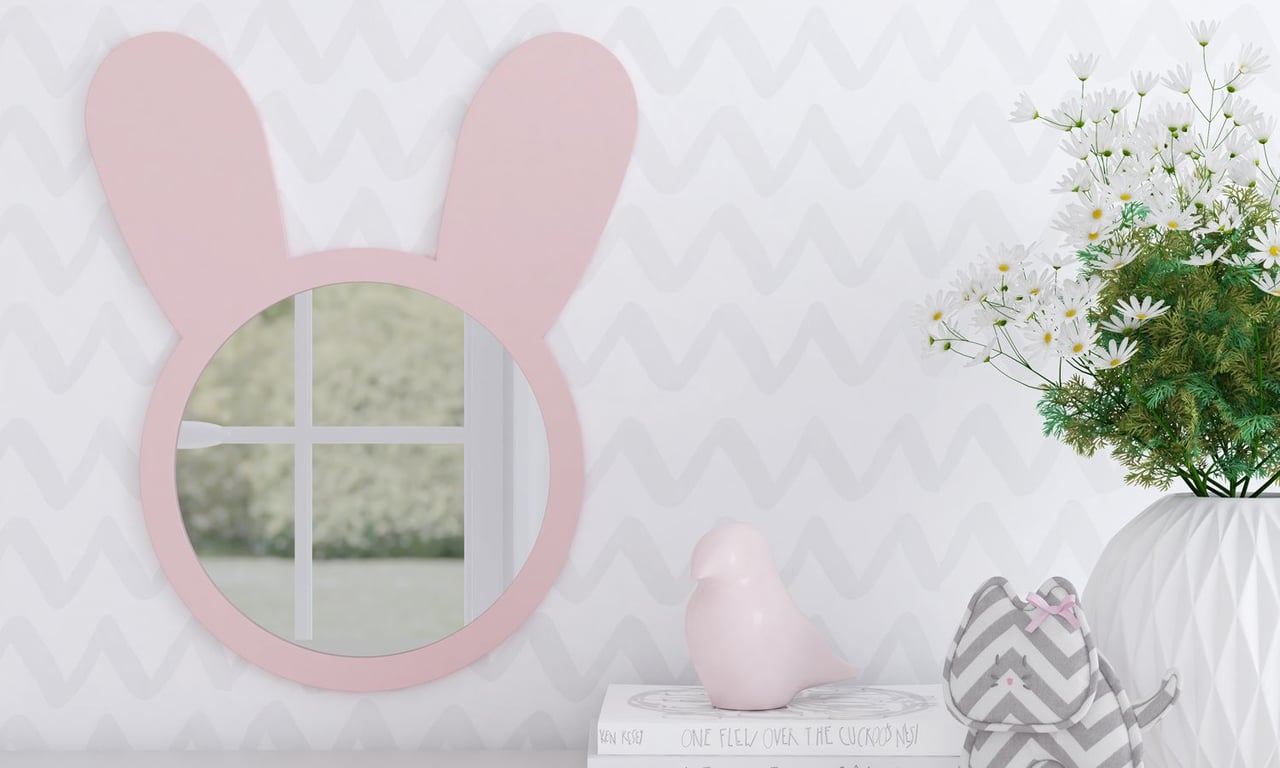 Espelho Redondo Amiguinha Coelhinha Rosa 44cm