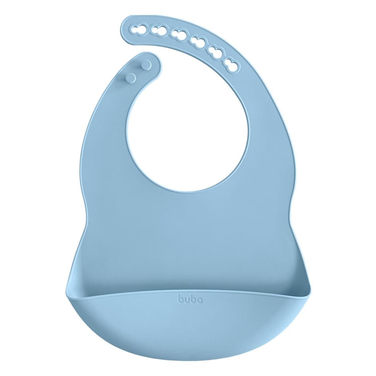Babador de Silicone com Bolso Azul